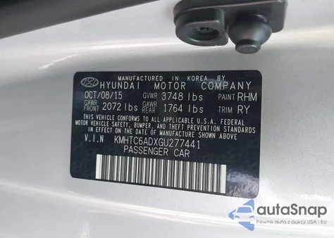 2016 Hyundai Veloster from USA, damaged, VIN KMHTC6ADXGU277441